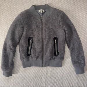 Charlotte Russe Grey Sherpa Bomber Jacket Sz Xs